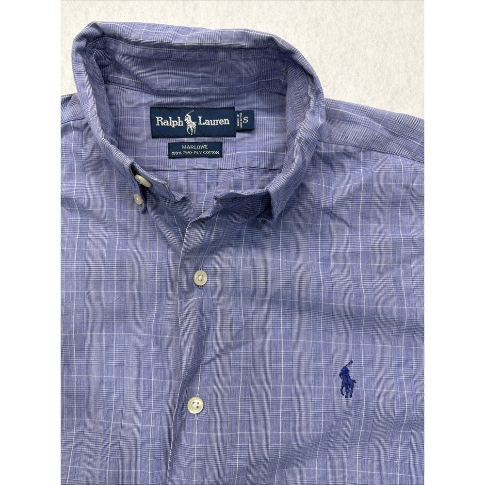 Ralph Lauren Marlowe Blue Glen Plaid Cotton Button Down Shirt‎ Mens Small S